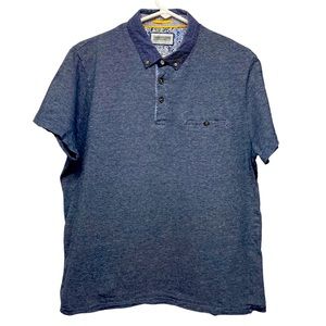 Denim & Flower Ricky Singh Polo Shirt XL Navy Blue and White Pique